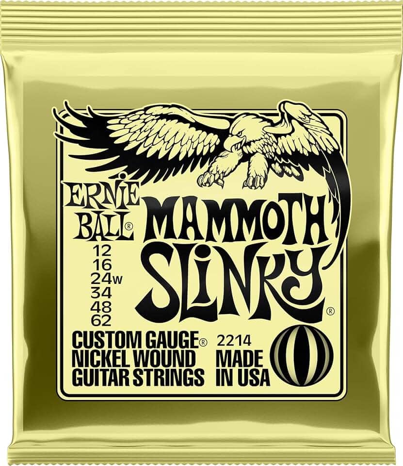 Cordas para guitarra elétrica Ernie Ball Mammoth Slinky, revestimento de níquel, calibre 12-62