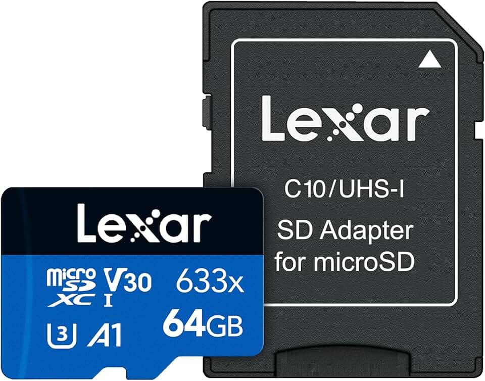 Lexar Cartão de Memória High-Performance 633x micro SD 64GB C10, A1, (U3), V30, 633x (100MB/s Leitura, 45MB/s Escrita) - Blue