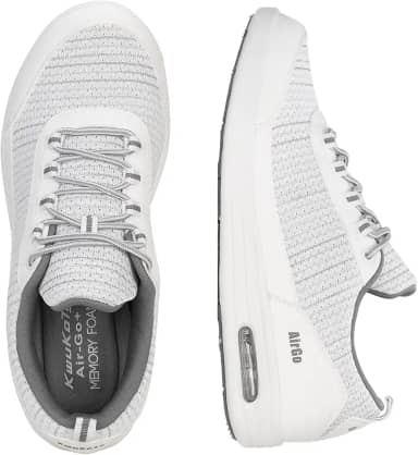 Tênis masculino de ajuste largo e suporte ortopédico | Tênis de corrida e caminhada acolchoado com espuma viscoelástica leve | Confortável para uso diário, Branco, 8.5 Wide