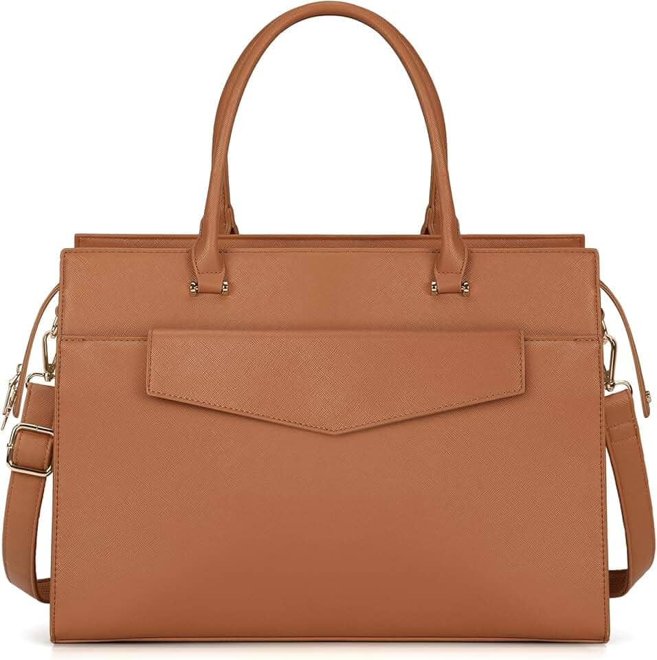 Bolsa para laptop feminina de couro de 15,6 polegadas, conjunto de 2 peças, bolsa grande para computador