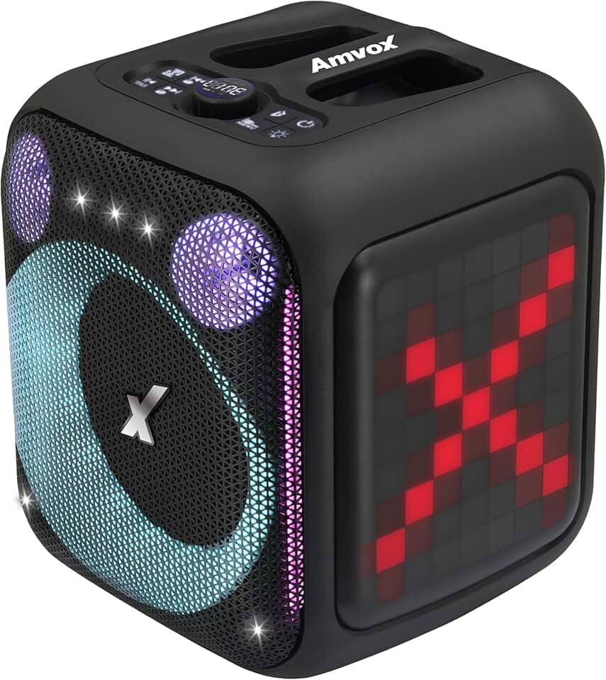 Amvox Caixa de Som Amplificada ACA 410 NEON – 410W RMS, Woofer de 6”, Bluetooth, Iluminação LED, Equalizador, Entrada USB/TF, Bateria de até 4h