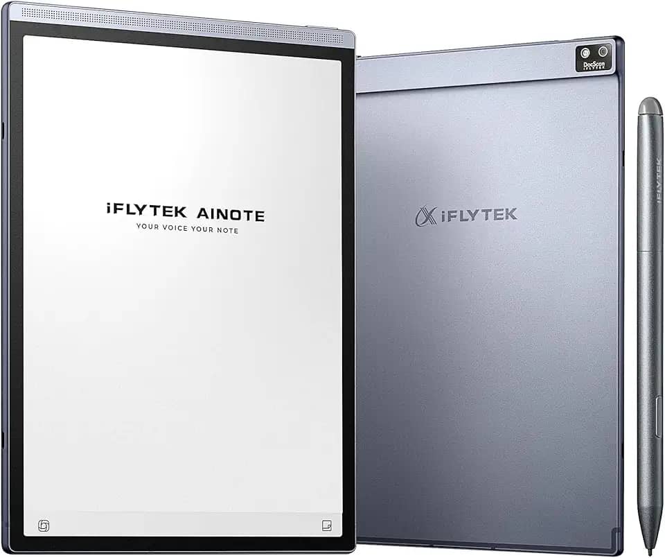 iFLYTEK Pacote AINOTE Air 2 – Tablet de 20,8 cm E Ink AI para anotações com caneta, níveis de pressão 4096, caderno digital com transcrição de voz para texto, suporte a vários idiomas, ideal para