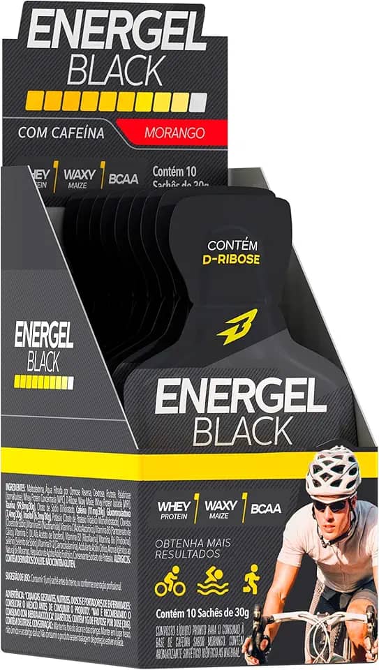 Energel Black 10 Sachês Sabor Morango Bodyaction