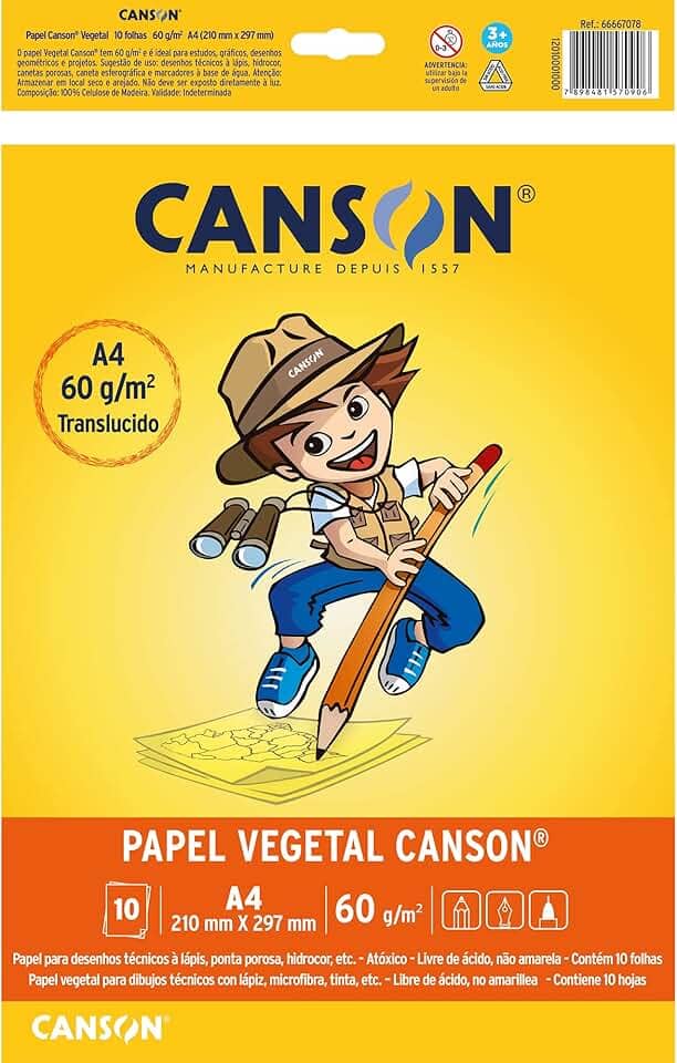 Papel Vegetal A4 60g/m², Canson, 66667078, , 10 Folhas