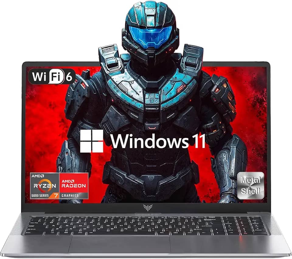 Laptop para jogos AMD 2025, laptop de 15,6 polegadas com AMD Ryzen 7 5700U (8C/16T, até 4,3 GHz), 16 GB de RAM, SSD NVMe de 512 GB, laptop Windows 11, placa de vídeo Radeon RX Vega 8, WiFi 6