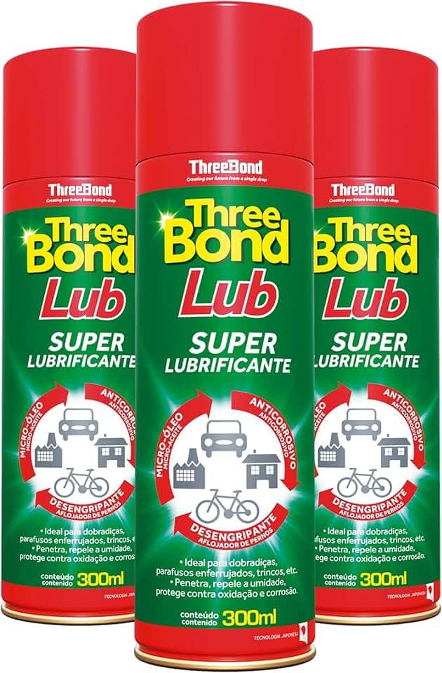 Desengripante ThreeBond LUB 300ml | Kit com 3 Unidades | Proteção Contra Corrosão, Repele Água e Reduz Atrito