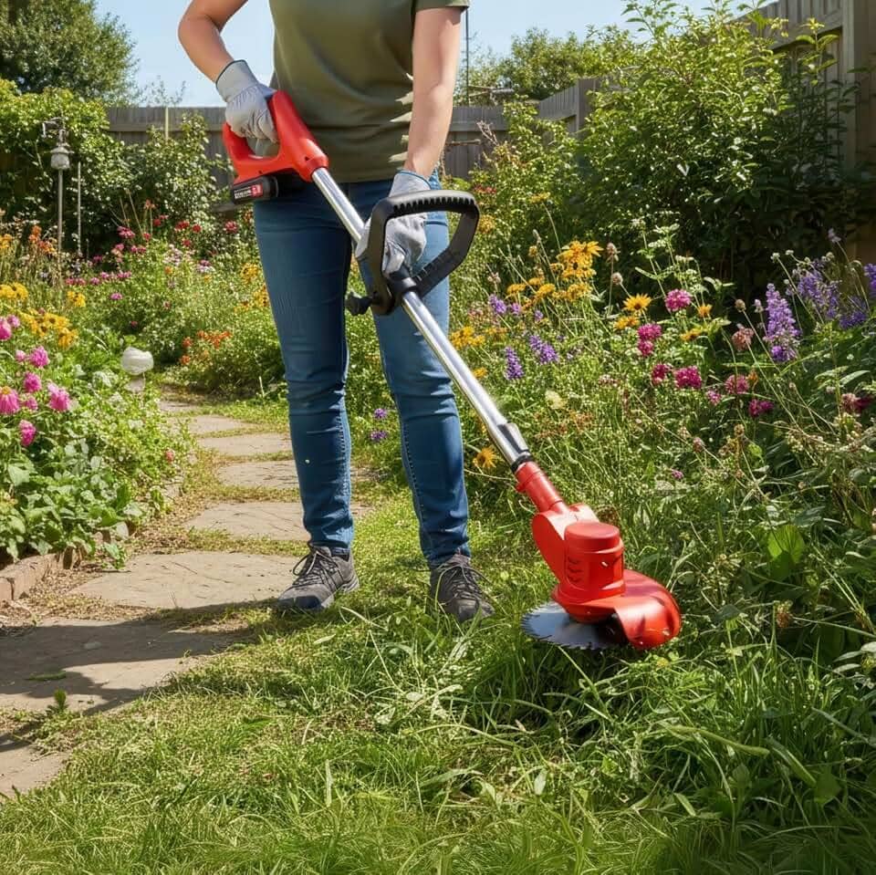Cortador de Grama Elétrico Sem Fio Roçadeira Aparador 48v 2 Baterias 2000mAh