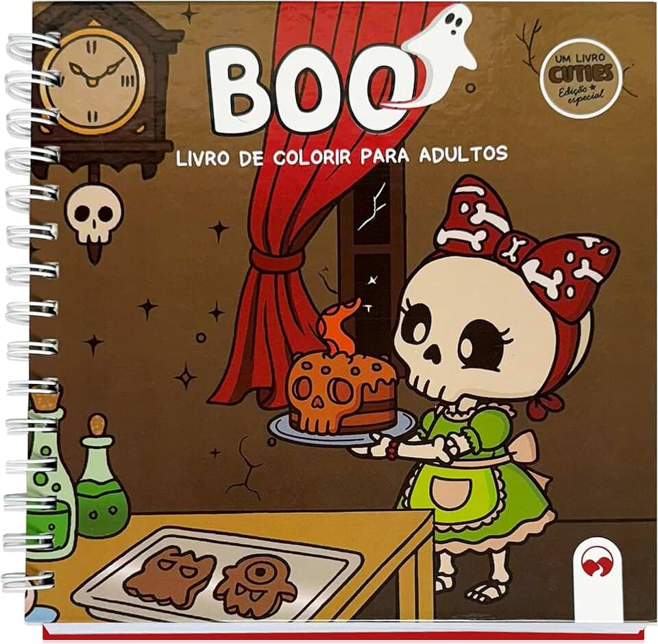 Cuties Edição Especial de Luxo - Boo: Livro de Colorir para Adultos com Capa Dura, Ilustrações de Terror e Lâmina de Acetato