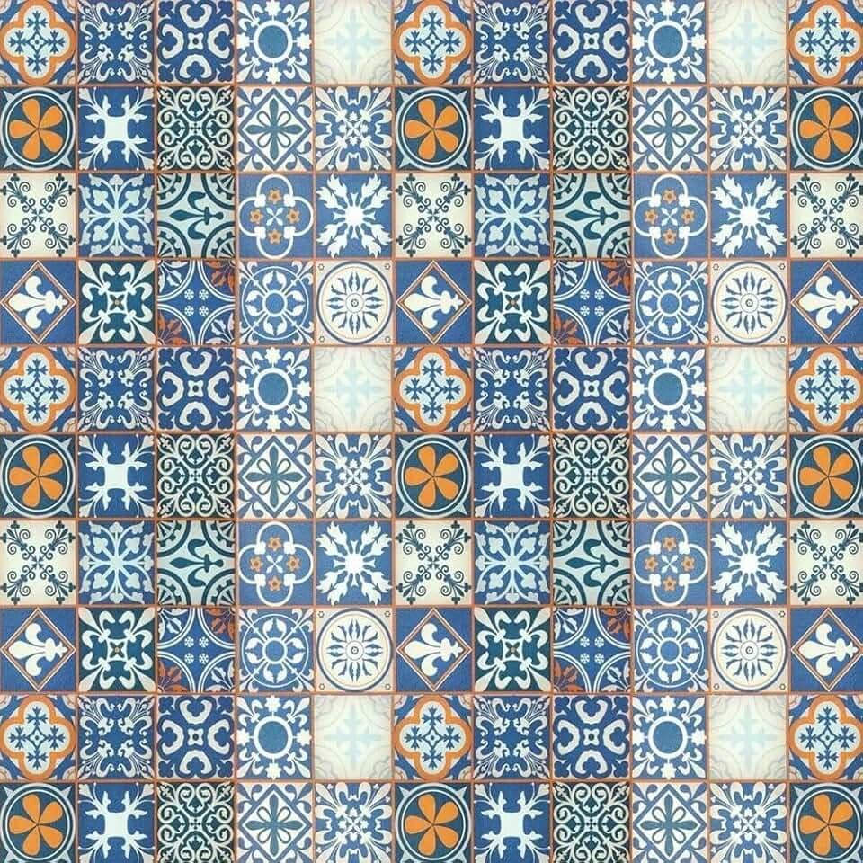 Papel de Parede Adesivo Azulejo Português 5 metros = 1 Rolo de 5m X 45cm Autocolante Cozinha Banheiro
