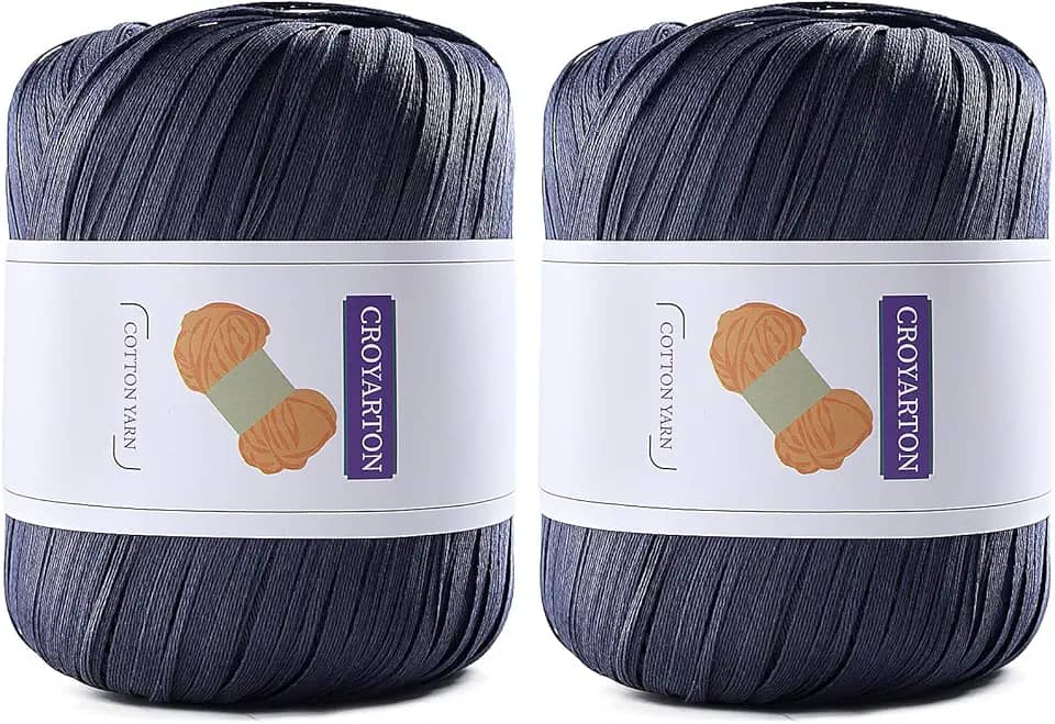 Pacote com 2 fios de ráfia para crochê, fio de algodão macio para crochê, bolsa de praia de verão, 228 jardas/fio de papel de fita de 100 g para iniciantes, bolsa de tricô manual DIY (azul tibetano)