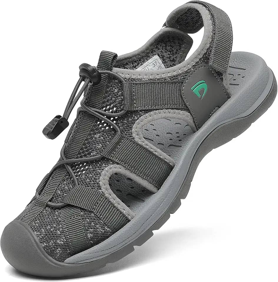 Sandálias esportivas femininas com bico fechado, malha para caminhadas, atividades ao ar livre, atléticas, casuais, caminhadas, sapatos aquáticos