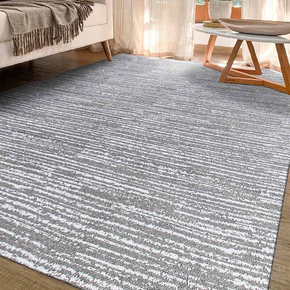 Tapete Sala Antiderrapante 2,00m x 1,40m Emborrachado Mescla Cinza Luxuoso Artesanal de Tear Jacquard Decoração Rústico Estonado para Quarto Fácil de Limpar Lavável