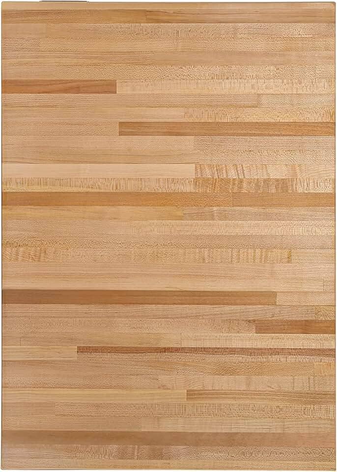 CONSDAN Bancada de bloco de açougueiro, bancada de madeira sólida de bordo cultivado nos EUA, bancada de lavadora/lavanderia, tampo de mesa, polido, pré-acabado com óleo seguro para alimentos, 3,8 cm