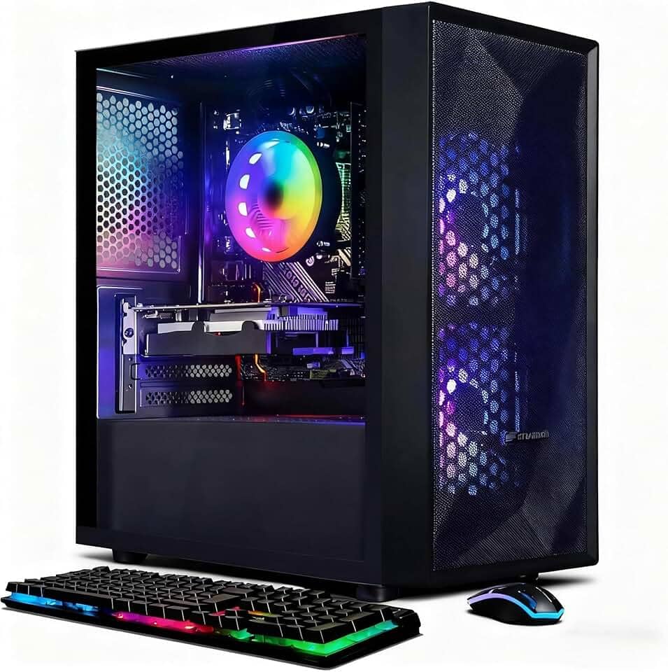 Computador desktop para jogos STGAubron Intel Core i5 até 3,7 GHz, GeForce RTX 2060 6G, RAM 16 GB, SSD 512 GB, Wi-Fi, Bluetooth 5.0, 2 ventoinhas RGB, RGB BT Sound Bar, Windows 10 Home