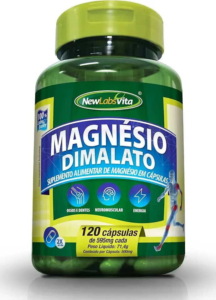 Magnésio Dimalato 500mg, 120 Cápsulas, New Labs Vita