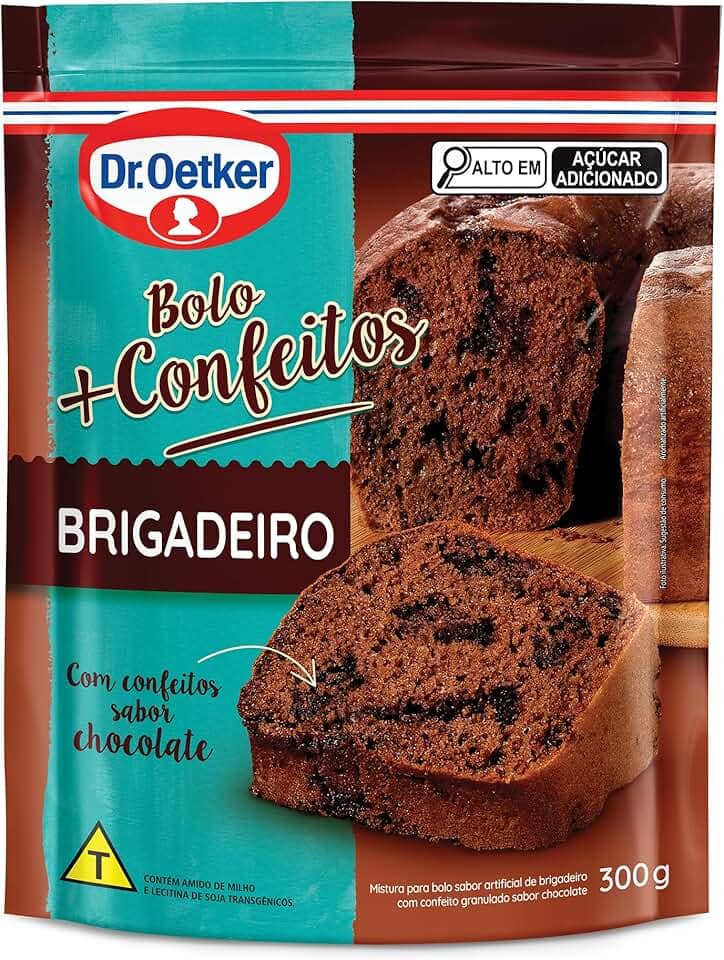 Dr. Oetker Bolo + Confeitos Sabor Brigadeiro, Fácil Preparo, Mistura Pronta para Massa, Sobremesa Fofinha e Saborosa, 300g