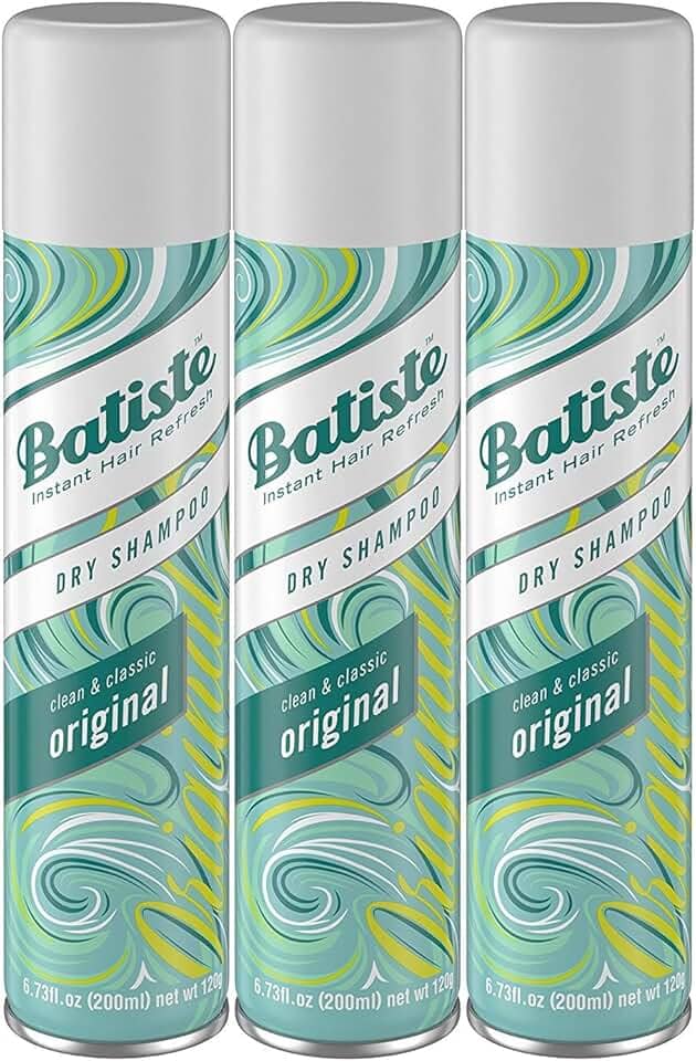 Batiste Shampoos Secos, Fragrância Original, 6,73 Fl Oz, Pacote com 3 (AD1162)