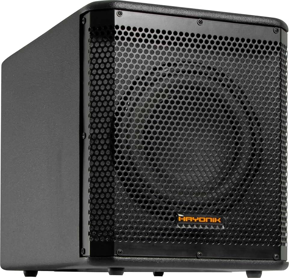 HAYONIK, Caixa Subwoofer Ativo,100W RMS, Falante de 8", Gabinete Bass Reflex, SBW8