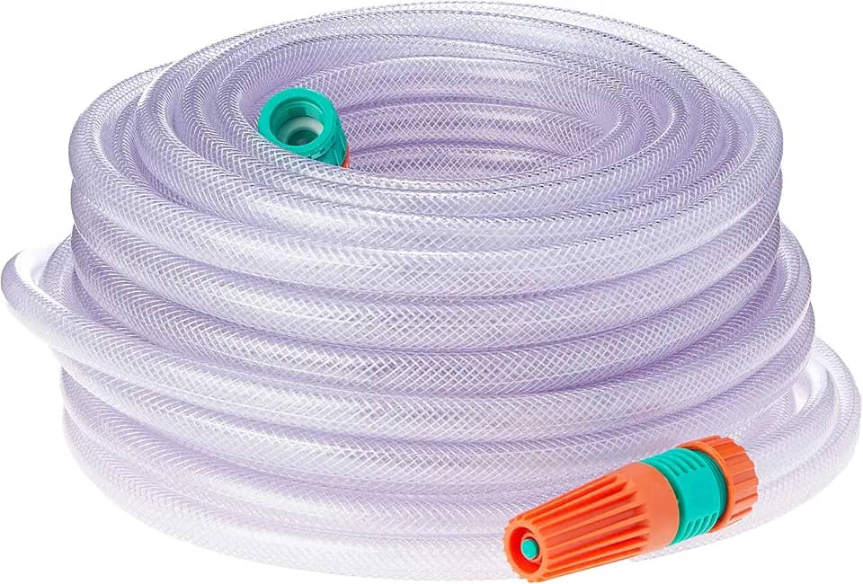 Mangueira Flex para Jardim, com Engates Rosqueados e Esguicho, Tramontina, 30 M, Transparente