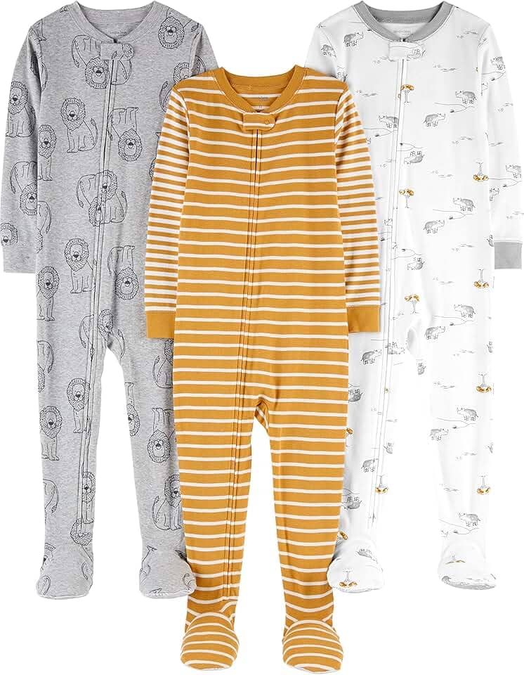 Macacão de dormir para bebês Pijama de algodão com pés justos Simple Joys by Carter'sMeninos
