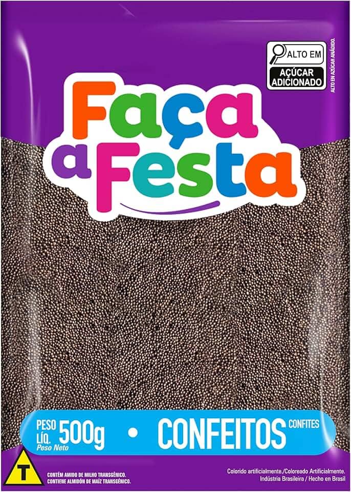 Faça a Festa – Confeito Brigadeiro 500g | Ideal para Decoração e Cobertura de Doces e Bolos | Crocante, Brilhante e com Sabor Irresistível