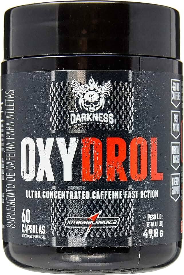 DARKNESS Termogênico Oxydrol Ultra Concentrado Sabor Neutro - 400 mg de Cafeína por Dose - Rápida Absorção - Estimula a Queima de Gordura - 60 Cápsulas