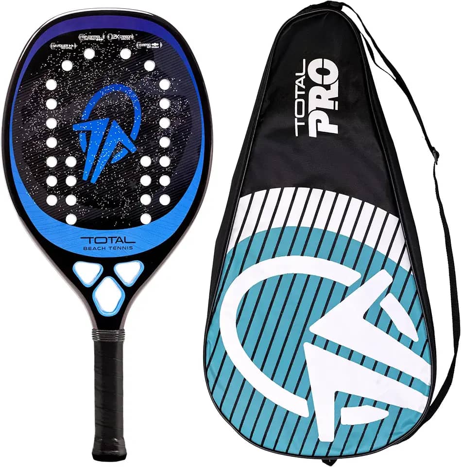 Raquete Beach Tennis Carbono 12k Total Pro 2025 + Capa | Leve e equilibrada | 1 ano de garantia