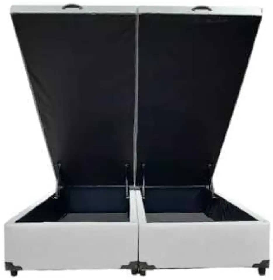 Cama Box Baú Casal Bipartido Linhão Cinza Com Pistão A Gás - Estrutura Reforçada - Imperium do Sono