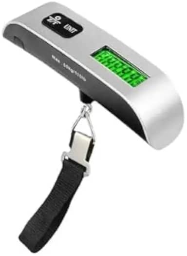 Balança Digital Portátil de Mão Premium, Visor LCD Grande, Alta Precisão, Gancho e Alça, Ideal para Mala, Bagagem, Pesca e Uso Doméstico, 50KG Compacta e Resistente.