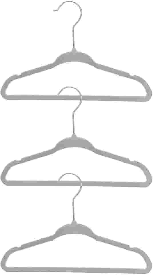 Oikos - Conjunto Cabide Infantil de Veludo com Gancho Cinza 10 Peças