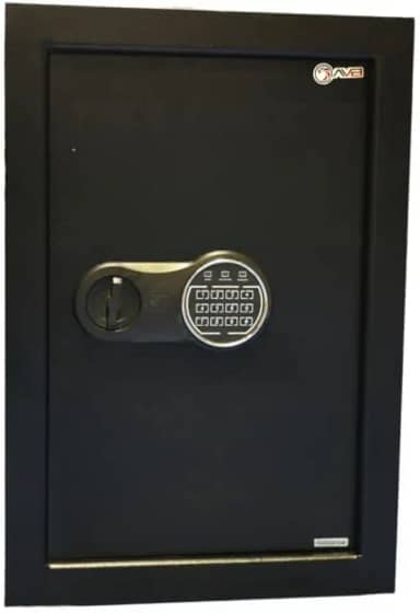 Cofre de Parede Digital AVB, Aço, 57 x 34 x 8 cm, Preto, com Chave de Emergência