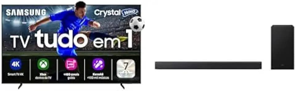 Samsung Smart TV 75" Crystal UHD 4K U8100F 2025 + Soundbar B-Series HW-B450F 2.1 canais Suwoofer incluso 2030