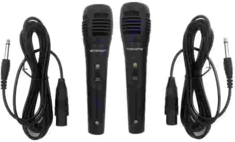 Kit 2 Microfone Dinâmico Profissional Com Cabo 3 Metros P10 para Karaokê Caixa de Som e Instrumentos Marca Tomate modelo MT-1010