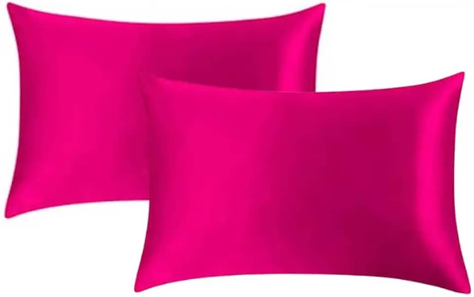 Kit 2 fronhas de cetim seda cabelo cacheado anti frizz rosa pink