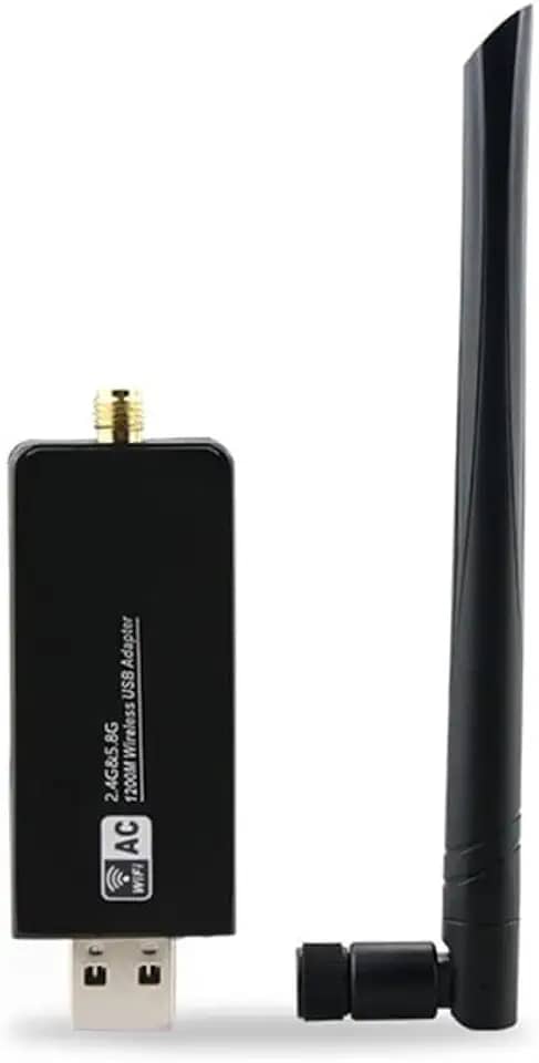 JAPOO RTL8812AU Adaptador USB WiFi para PC Desktop e Laptop Antena 5dBi de banda dupla de alto ganho de 1200 Mbps 5.8G/2.4G suporta Kali Linux Ubuntu Mint Debian Kubuntu Mate Zorin PureOS Raspberry Pi
