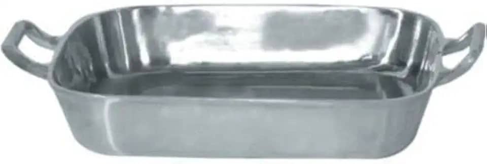 Forma Assadeira Tabuleiro Para Frango 28 cm Aluminio Polido Com Alças