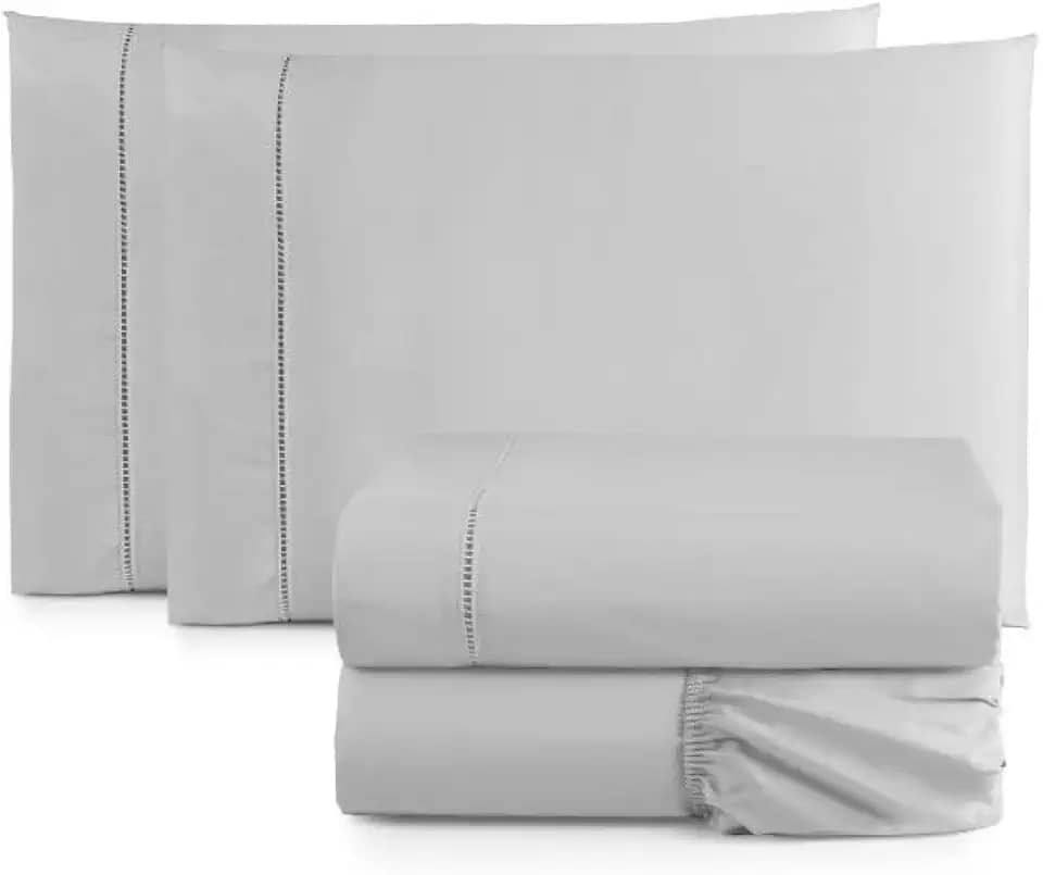 Jogo De Lençol Cama Box King Size 4 Peças Percal 600 Fios Toque Macio Cinza