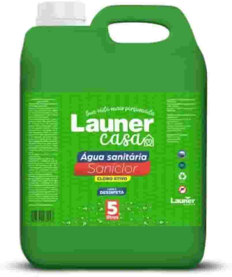 Água Sanitária Launer Casa Saniclor 5L – Baixo Odor, Desinfetante Multiuso, Limpeza Profunda e Eliminação de Germes e Bactérias