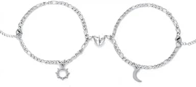 2 Pulseiras Magnéticas Casal Namorados Sol E Lua Caixa Kit