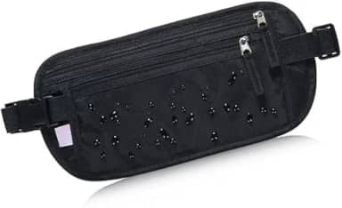 Pochete Doleira Discreta Antifurto para Viagem, Cinto Porta Dinheiro Ajustável, 3 Bolsos com Zíper Oculto, Preta, Tecido premium com bolso secreto.