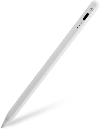 Gshield Caneta Touch Capacitiva Pro com Palm Rejection para iPad Compatível com Modelos Lançados a Partir de 2018, Escrita Adaptável de Alta Precisão e LED Indicativo de Bateria, Branca (SOMENTE IPAD)
