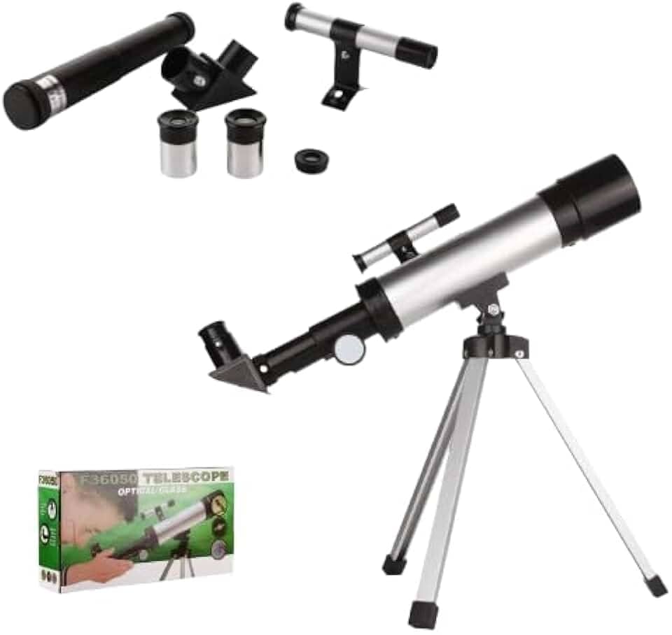 Telescópio Astronômico F36050 Profissional Portátil com Tripé e Acessórios, Kit Completo para Observação