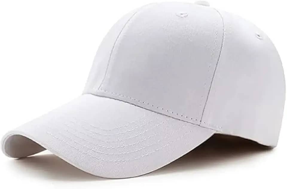 Boné Liso Branco Adulto Aba Curva Branco Chapéu Baseball Ajustável