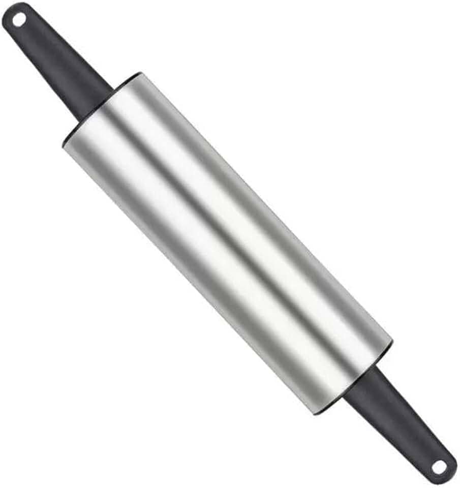 Rolo De Massa Liso para cozinha Aço Inox Com Cabo Pizza Esfirras Pão Macarrão Cores Sortidas