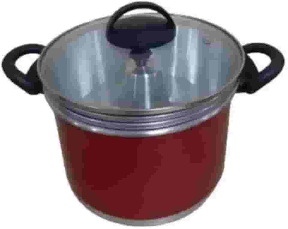 Panela Multiuso 3em1 - Banho Maria Vermelho C/Tampa Vidro