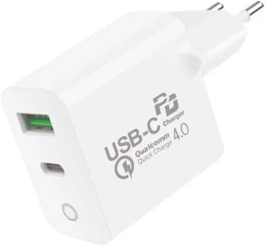 Gshield Carregador de Parede Universal Turbo Power Delivery QC 4.0 Carregamento Ultra Rápido com 1 Saída Tipo C + 1 USB A, Certificado Anatel, Branco (20W)