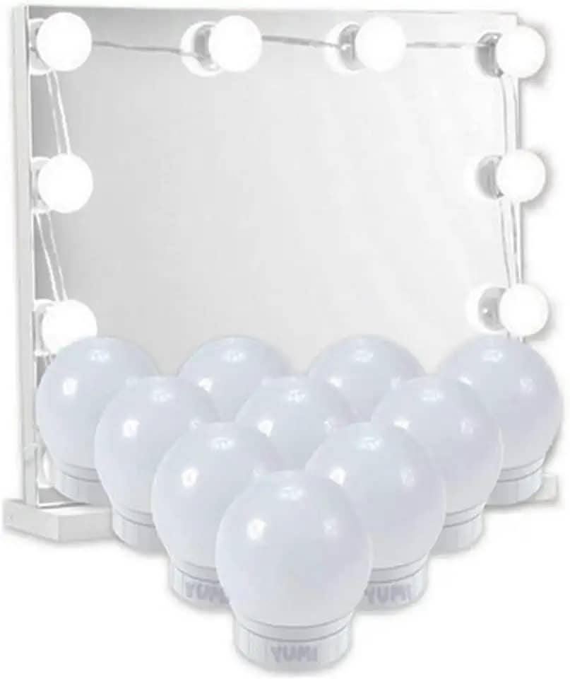 Luz De Espelho Camarim Maquiagem LED USB Kit 10 Lâmpadas Com Ventosa Adesivo Dupla Face 3 Cores Ajustável Para Casa Decoração Salão De Beleza Iluminação Profissional PREMIUM