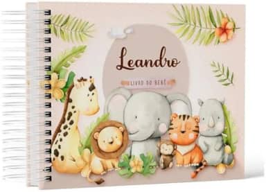 Livro Do Bebe Personalizado Com Nome Da Criança Na Capa Safari