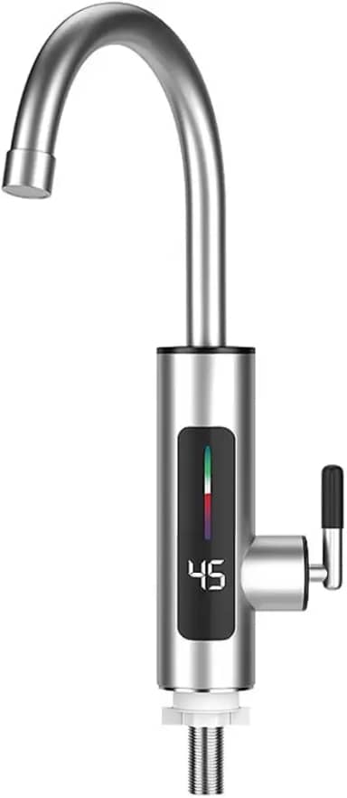 Torneira Elétrica Para Cozinha Banheiro Com Visor de Temperatura Regulagem e Giratória 360° Aço Inoxidável 110V(220V regulagem)