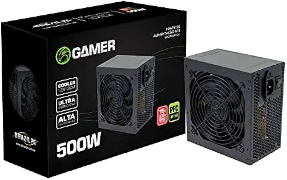 Fonte Atx Gamer Brazil Pc 500W Real Bpc-500PFCA 24 Pinos